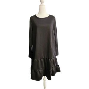 Evans Size 14 Black Flounced Shift Dress
